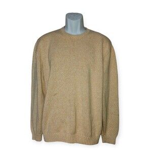 Vintage Lands End Chunky Knit Sweater Mens Extra Large XL Yellow